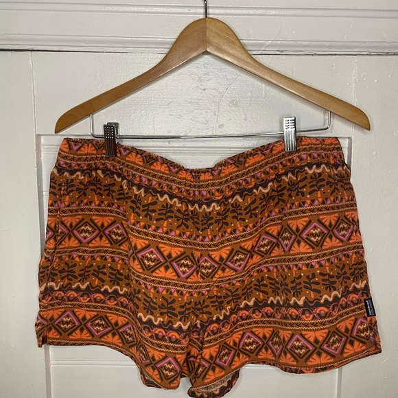 Patterned Brown and Orange Womens Patagonia Shorts - Picture 5 of 6
